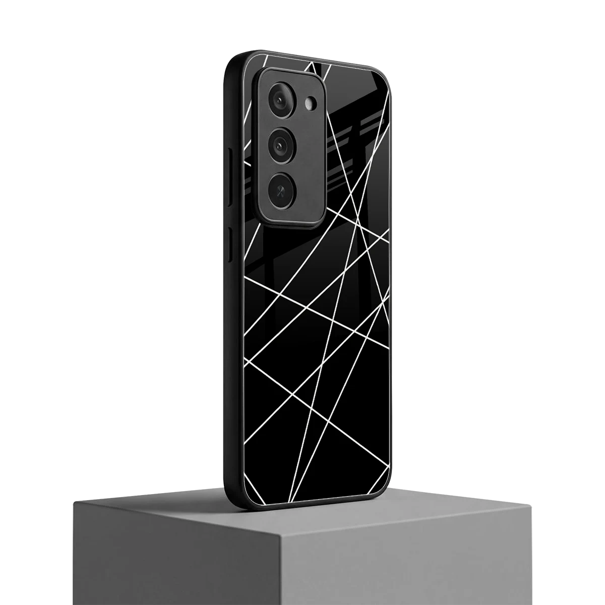 Geomatric Black redmi 15 5g mobile cover | shockproof glass phone case
