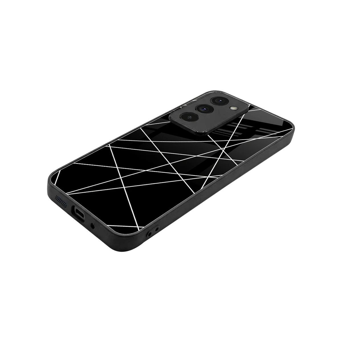 Geomatric Black stylish phone case for redmi 15 5g | glossy glass and slim fit