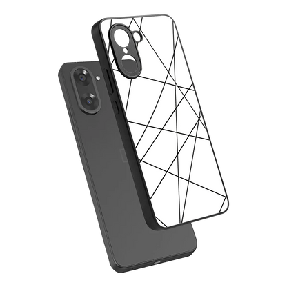 Geomatric White sleek oneplus nord ce5 5g cover with tempered glass back and TPU edges