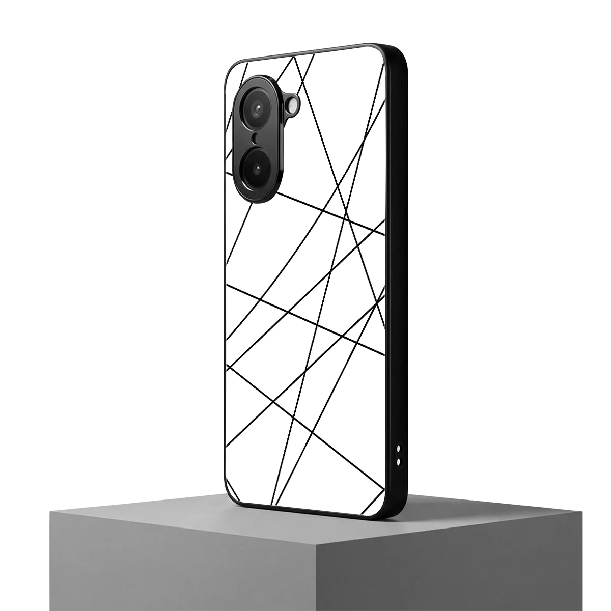 Geomatric White oneplus nord ce5 5g mobile cover | shockproof glass phone case
