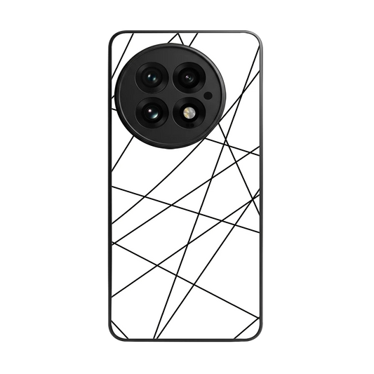 Geomatric White back phone cover | glass case for oneplus 13