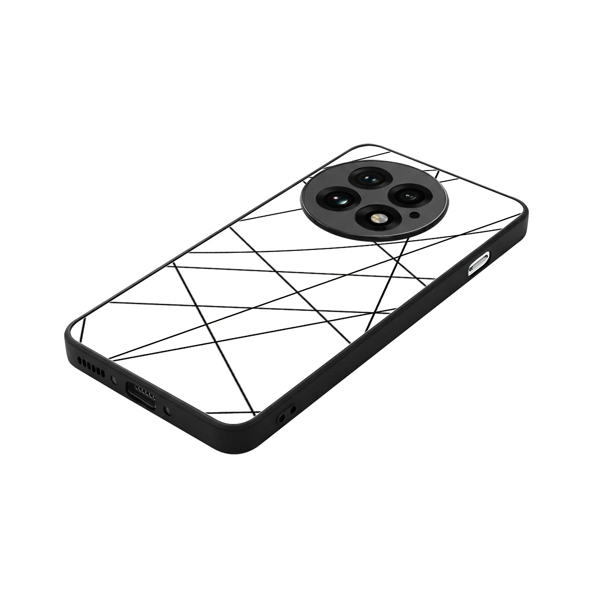 Geomatric White stylish phone case for oneplus 13 | glossy glass and slim fit
