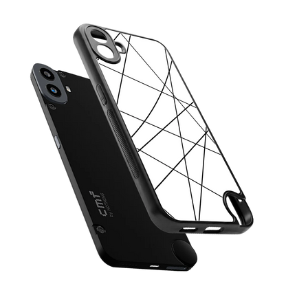 Geomatric White sleek cmf nothing phone 1 cover with tempered glass back and TPU edges