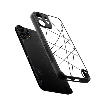 Geomatric White sleek cmf nothing phone 2 pro cover with tempered glass back and TPU edges