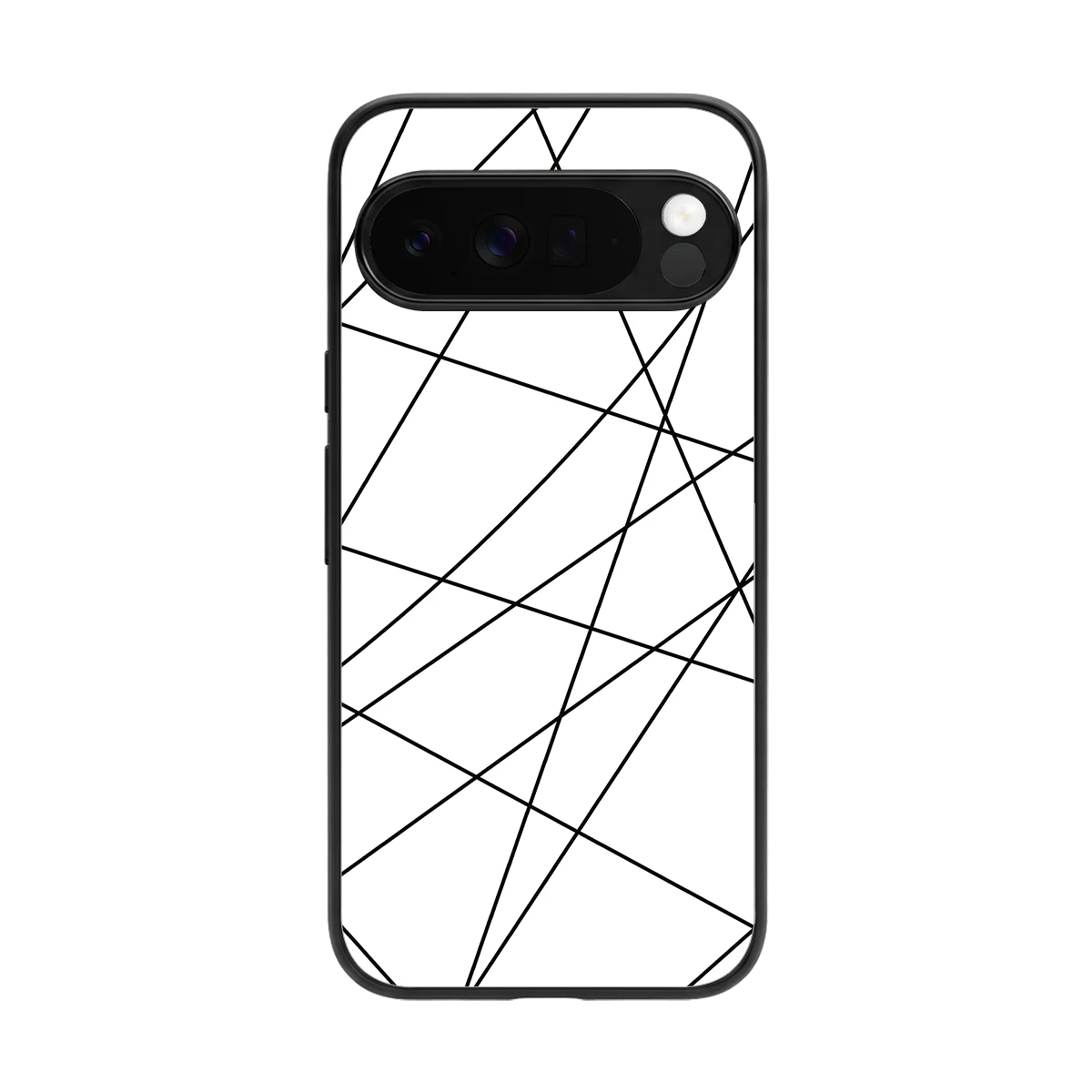 Geomatric White back phone cover | glass case for google pixel 10 pro xl