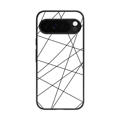 Geomatric White back phone cover | glass case for google pixel 10 pro xl
