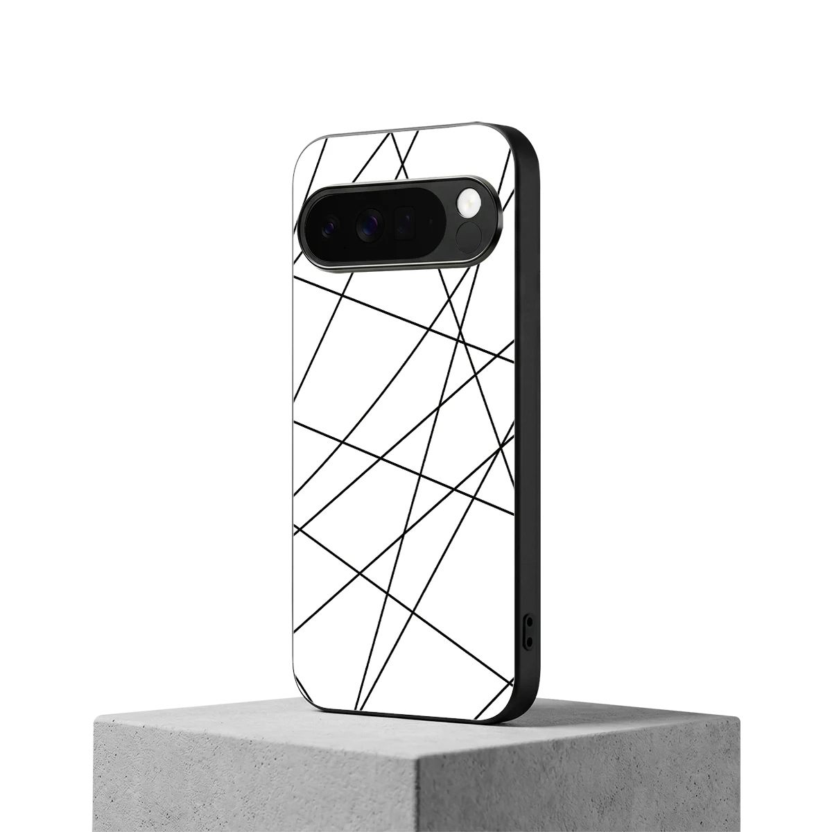 Geomatric White google pixel 10 pro xl mobile cover | shockproof glass phone case
