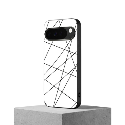 Geomatric White google pixel 10 pro xl mobile cover | shockproof glass phone case