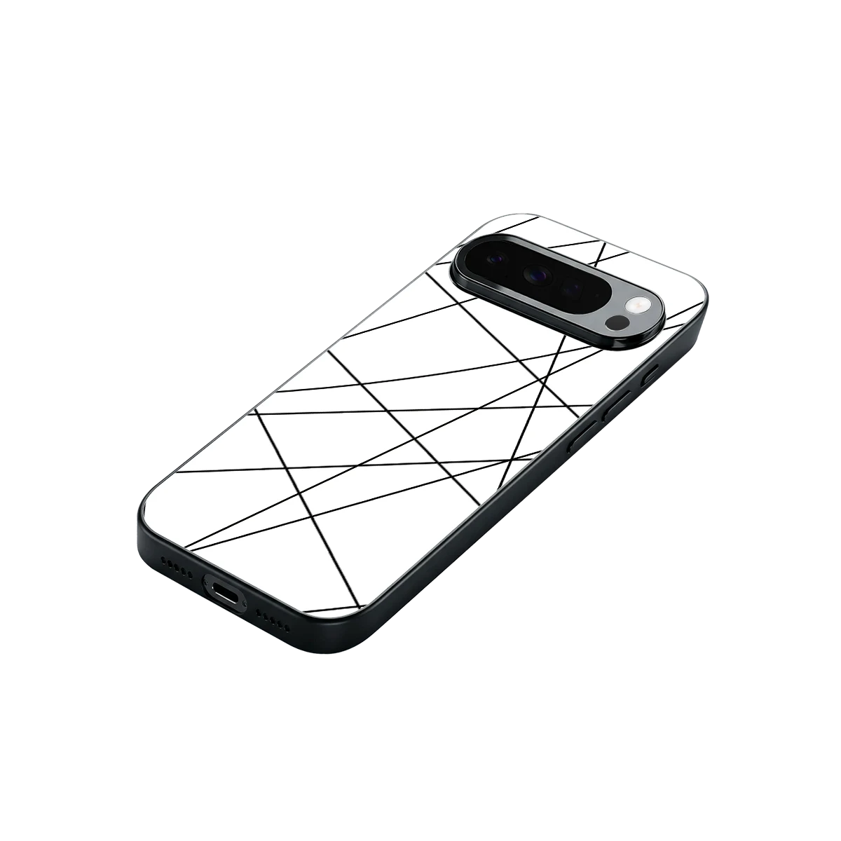 Geomatric White stylish phone case for google pixel 10 pro xl | glossy glass and slim fit