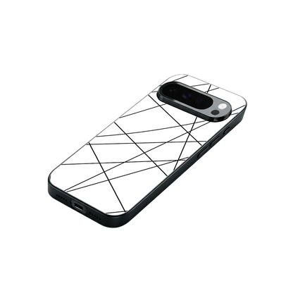 Geomatric White stylish phone case for google pixel 10 pro xl | glossy glass and slim fit