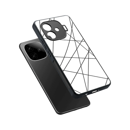 Geomatric White sleek iqoo neo 10r 5g cover with tempered glass back and TPU edges
