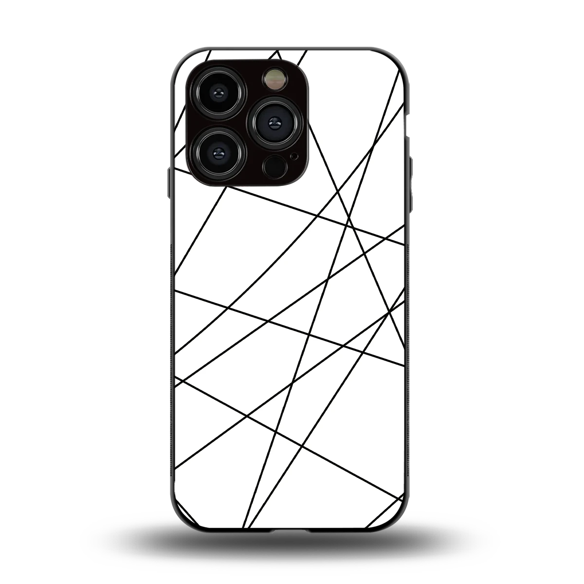 Geomatric White back phone cover | glass case for iphone 13 pro