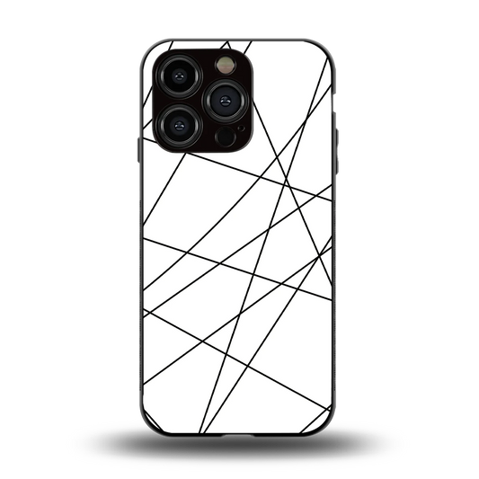 Geomatric White back phone cover | glass case for iphone 13 pro