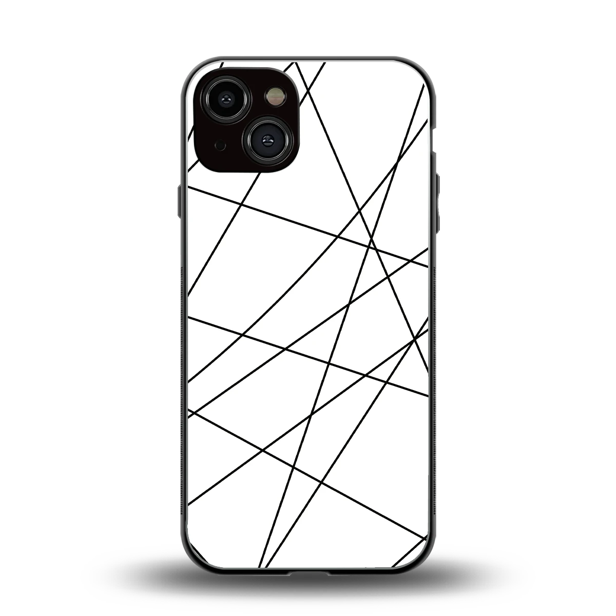 Geomatric White back phone cover | glass case for iphone 14
