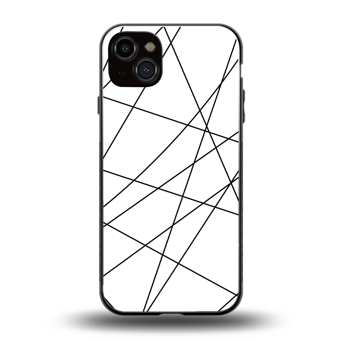 Geomatric White back phone cover | glass case for iphone 14 plus