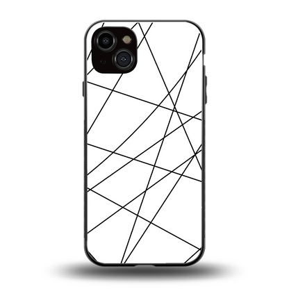 Geomatric White back phone cover | glass case for iphone 14 plus