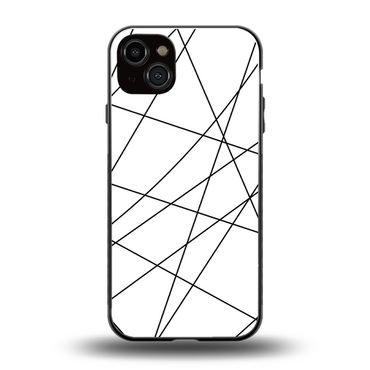 Geomatric White back phone cover | glass case for iphone 14 plus