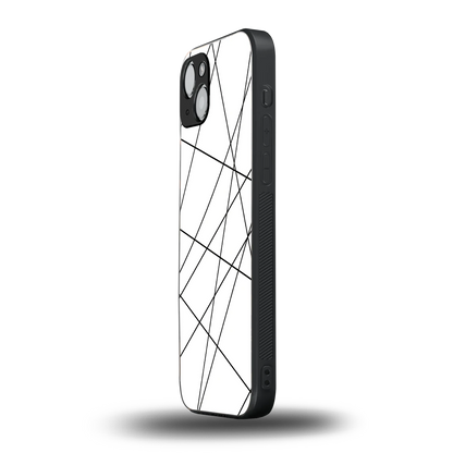 Geomatric White iphone 14 plus mobile cover | shockproof glass phone case