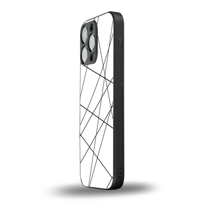 Geomatric White iphone 15 pro max mobile cover | shockproof glass phone case