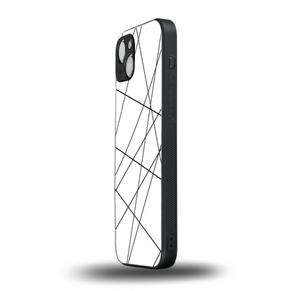 Geomatric White iphone 15 mobile cover | shockproof glass phone case