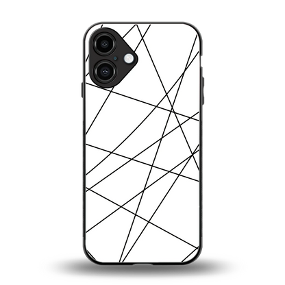 Geomatric White back phone cover | glass case for iphone 16 plus
