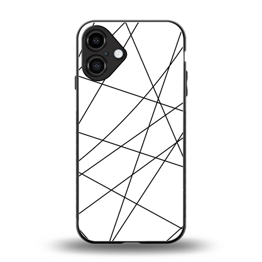 Geomatric White back phone cover | glass case for iphone 16 plus
