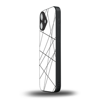 Geomatric White iphone 16 plus mobile cover | shockproof glass phone case