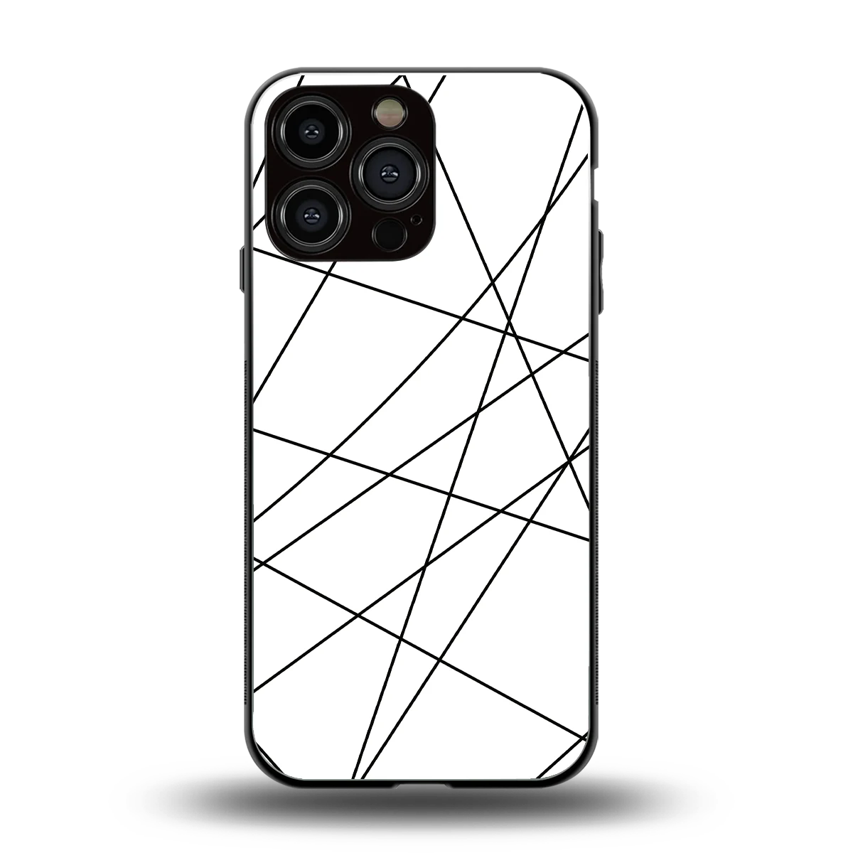 Geomatric White back phone cover | glass case for iphone 16 pro max