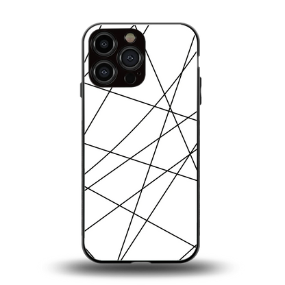 Geomatric White back phone cover | glass case for iphone 16 pro max
