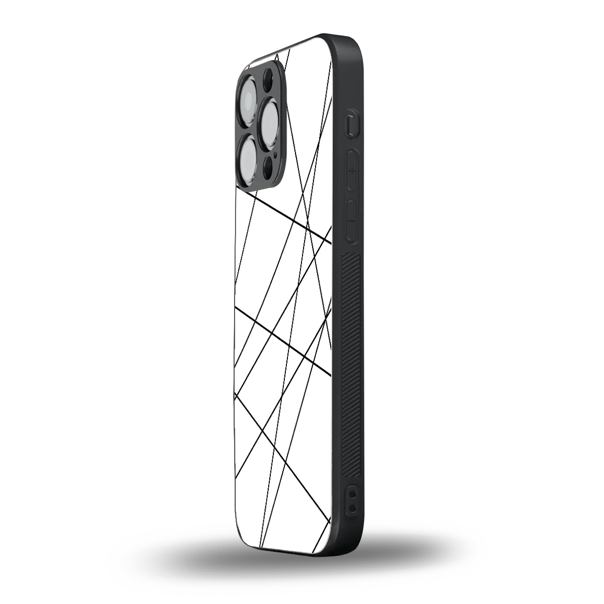 Geomatric White iphone 16 pro max mobile cover | shockproof glass phone case