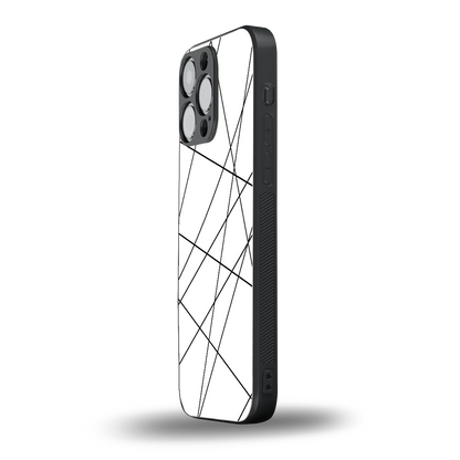 Geomatric White iphone 16 pro max mobile cover | shockproof glass phone case