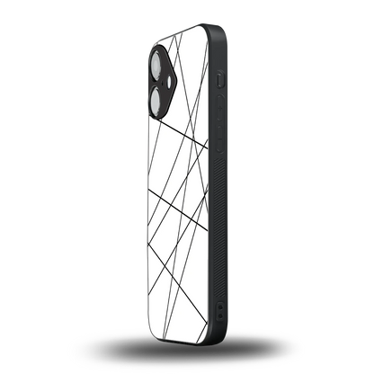 Geomatric White iPhone 16 mobile cover | shockproof glass phone case