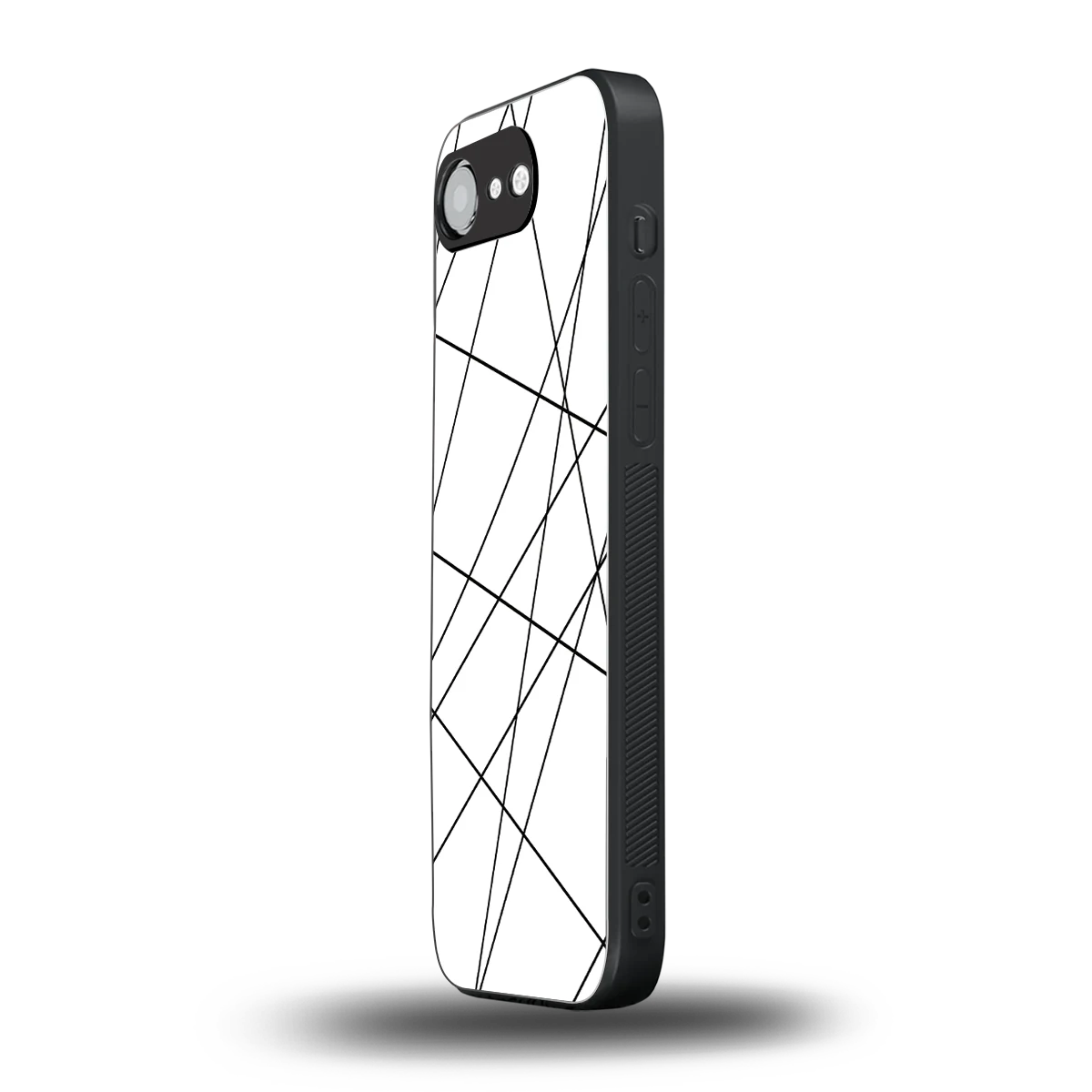 Geomatric White iphone 16e mobile cover | shockproof glass phone case