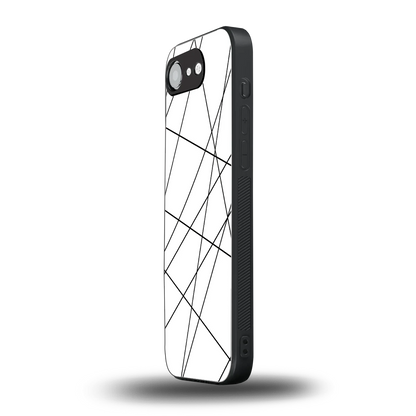 Geomatric White iphone 16e mobile cover | shockproof glass phone case