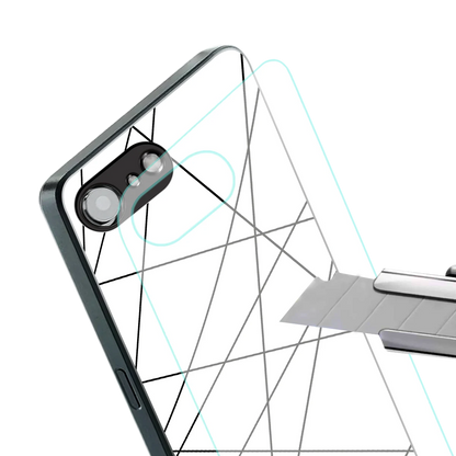 Geomatric White stylish phone case for iphone 16e | glossy glass and slim fit