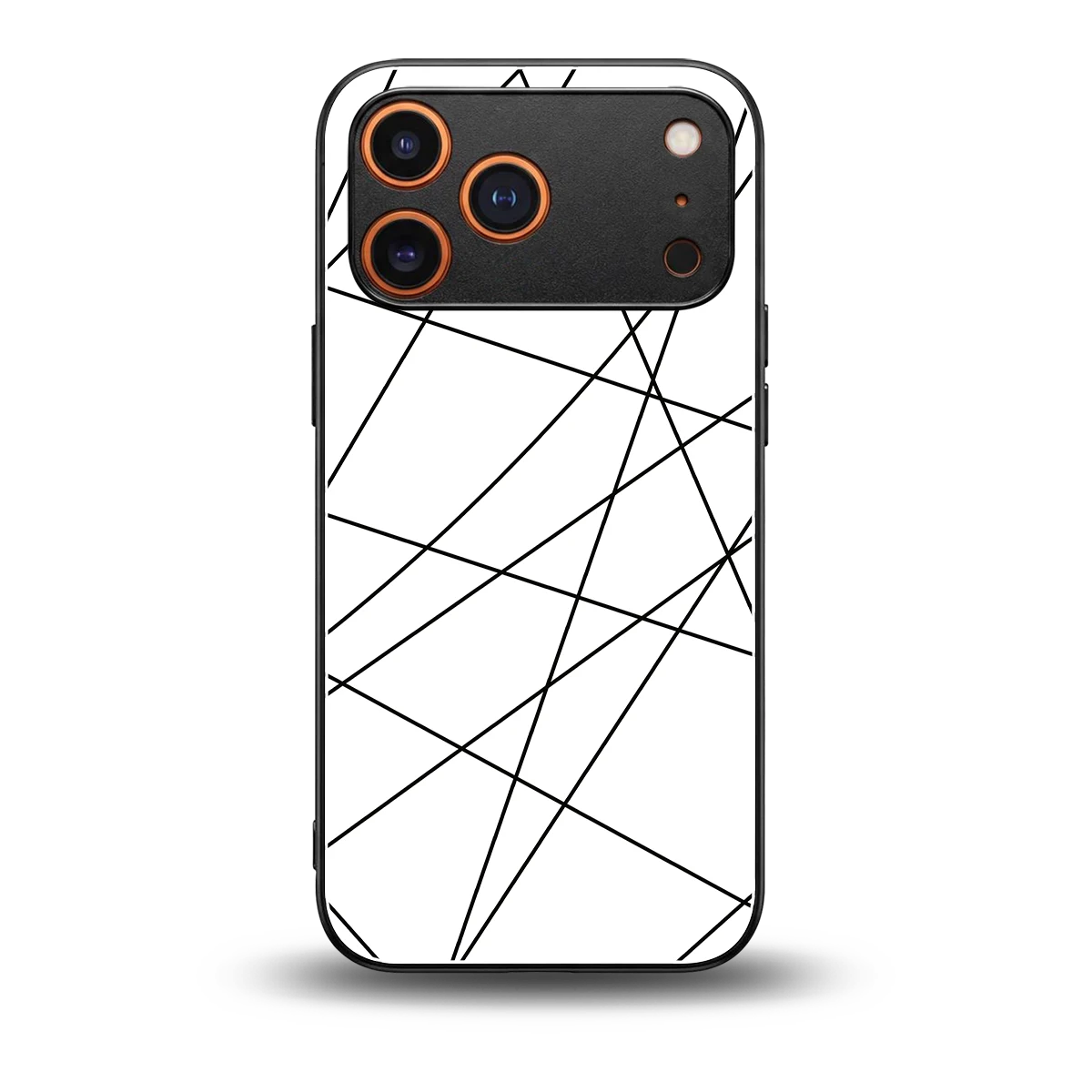 Geomatric White back phone cover | glass case for iphone 17 pro max