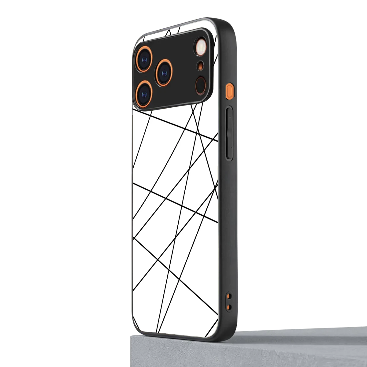 Geomatric White iphone 17 pro max mobile cover | shockproof glass phone case