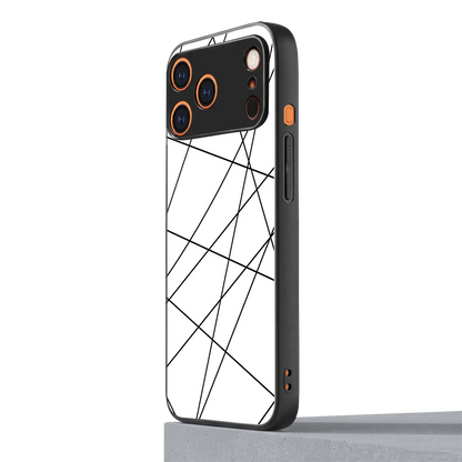 Geomatric White iphone 17 pro max mobile cover | shockproof glass phone case