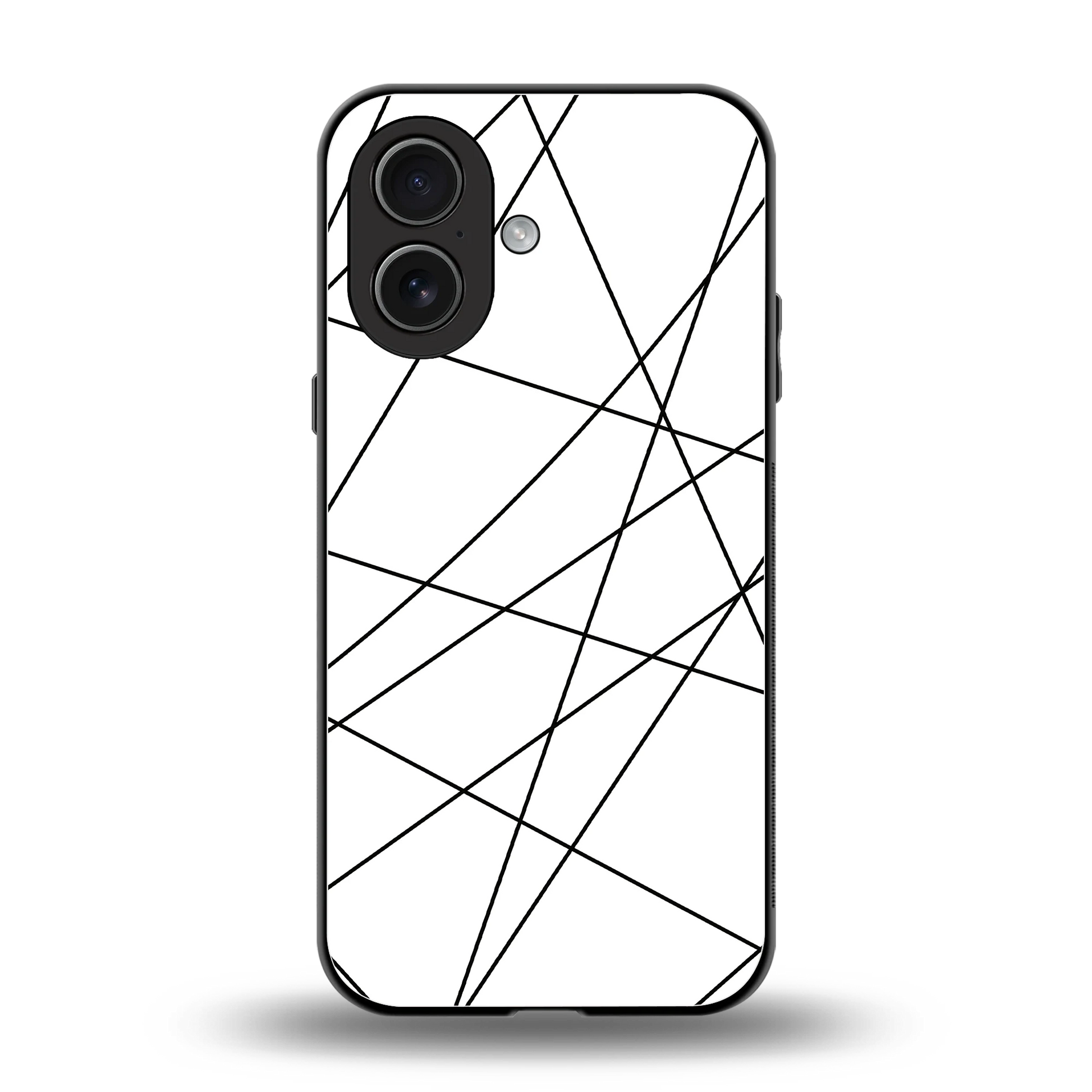Geomatric White back phone cover | glass case for iphone 17