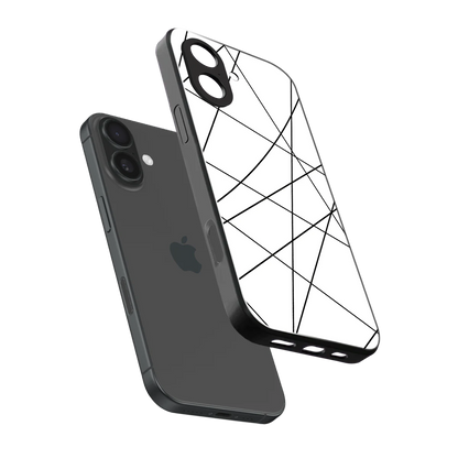 Geomatric White sleek iphone 17 cover with tempered glass back and TPU edges