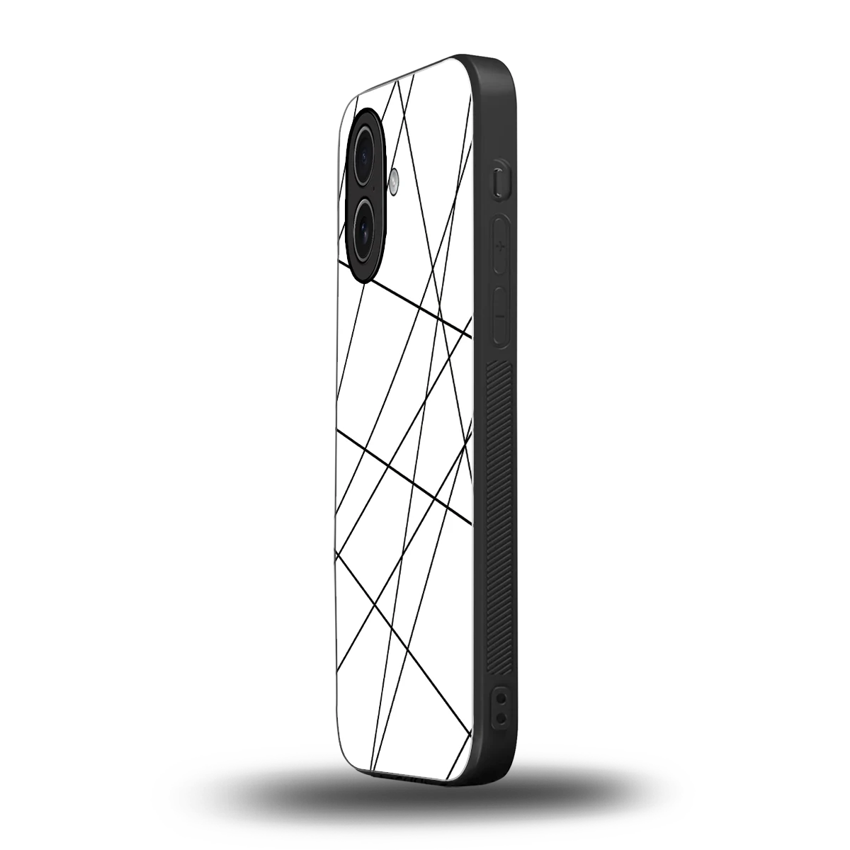 Geomatric White iphone 17 mobile cover | shockproof glass phone case
