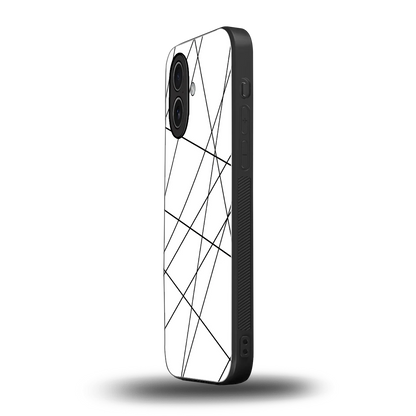 Geomatric White iphone 17 mobile cover | shockproof glass phone case