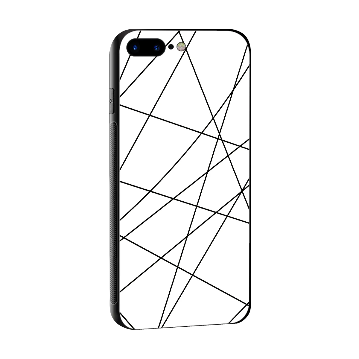 Geomatric White sleek iphone 7 plus cover with tempered glass back and TPU edges