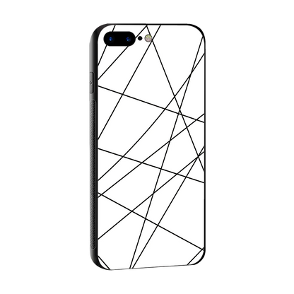 Geomatric White sleek iphone 7 plus cover with tempered glass back and TPU edges
