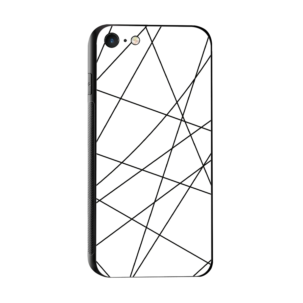 Geomatric White sleek iphone 7 cover with tempered glass back and TPU edges