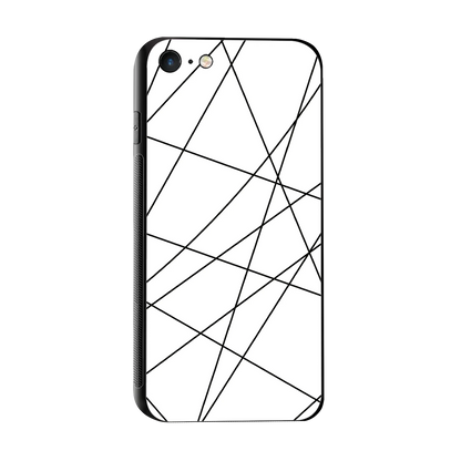 Geomatric White sleek iphone 7 cover with tempered glass back and TPU edges