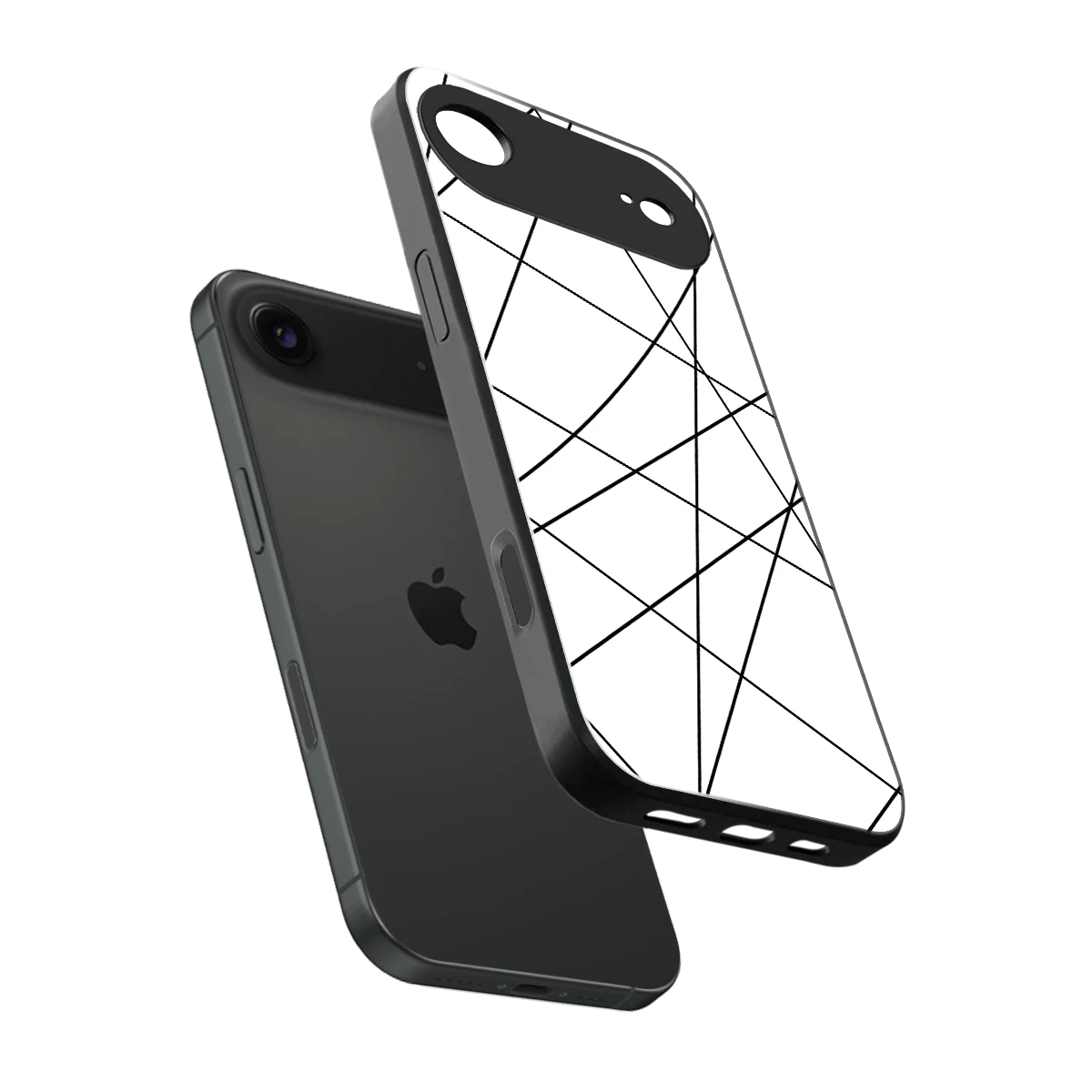 Geomatric White sleek iphone air cover with tempered glass back and TPU edges