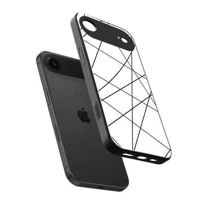 Geomatric White sleek iphone air cover with tempered glass back and TPU edges