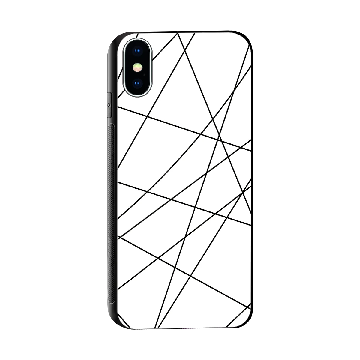 Geomatric White sleek iphone xs cover with tempered glass back and TPU edges
