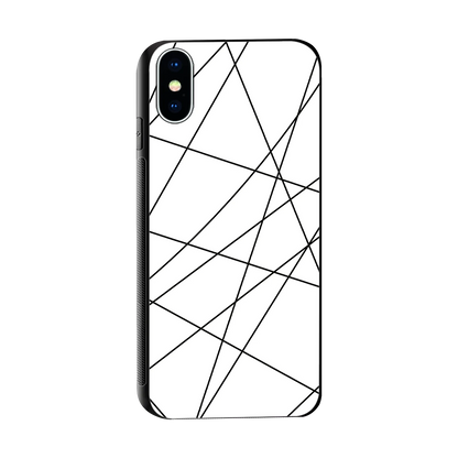 Geomatric White sleek iphone xs cover with tempered glass back and TPU edges